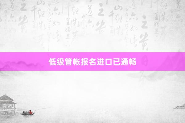 低级管帐报名进口已通畅