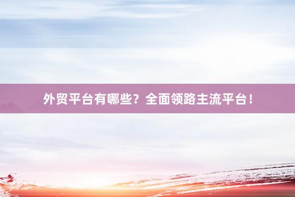 外贸平台有哪些？全面领路主流平台！